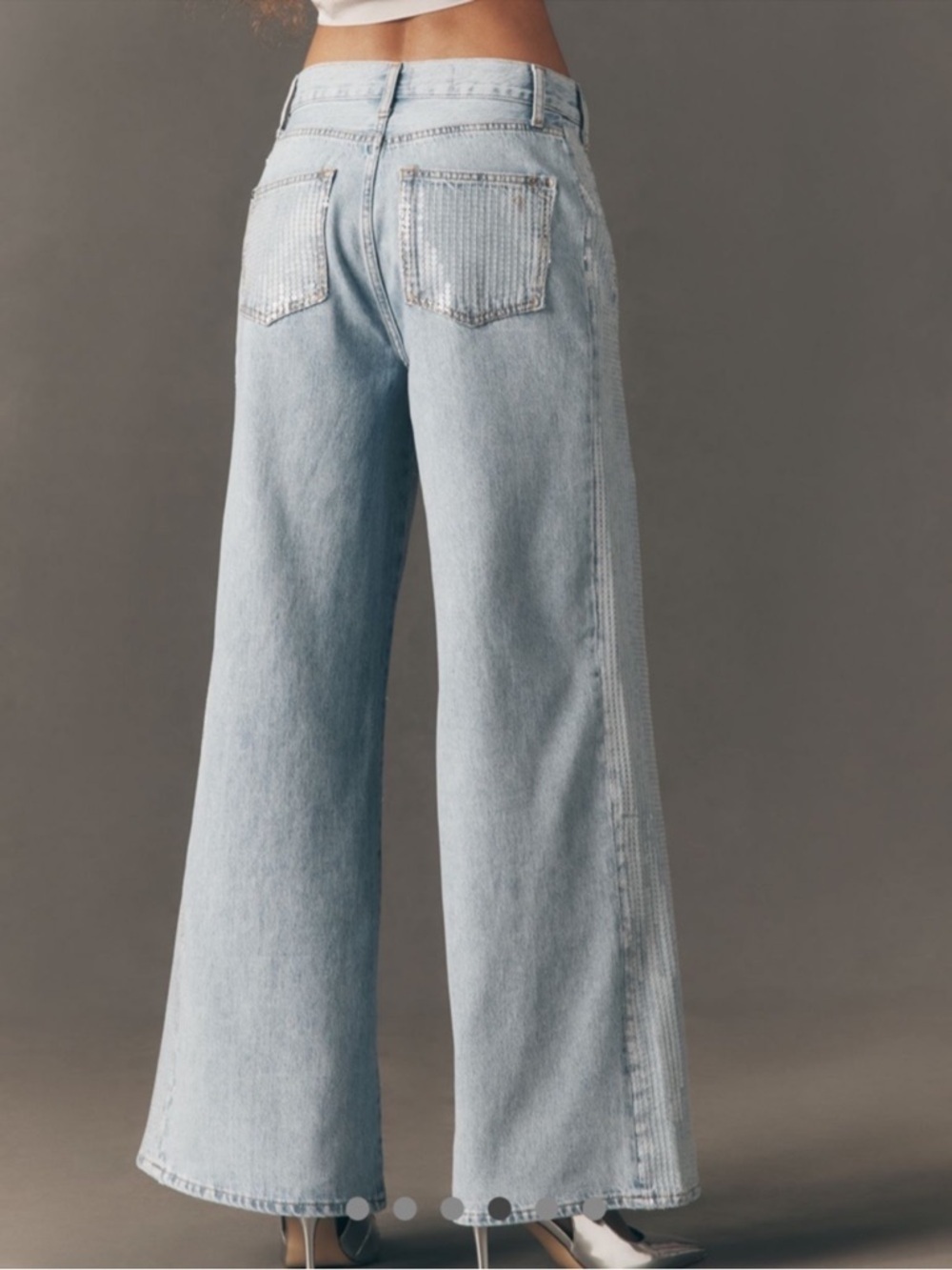 Anthropologie Pilcro Sequin Skater High Rise Wide Leg Jeans Sparkle Sz 27 NEW - Picture 3 of 15